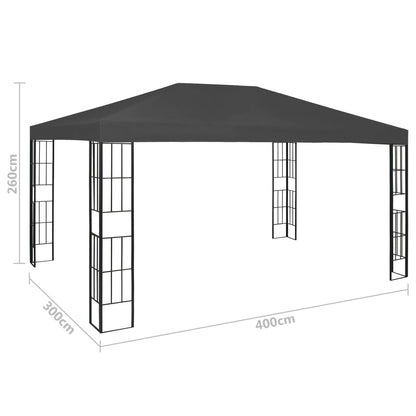 Gazebo con Stringa di Luci LED 3x4 m Antracite | homemem39