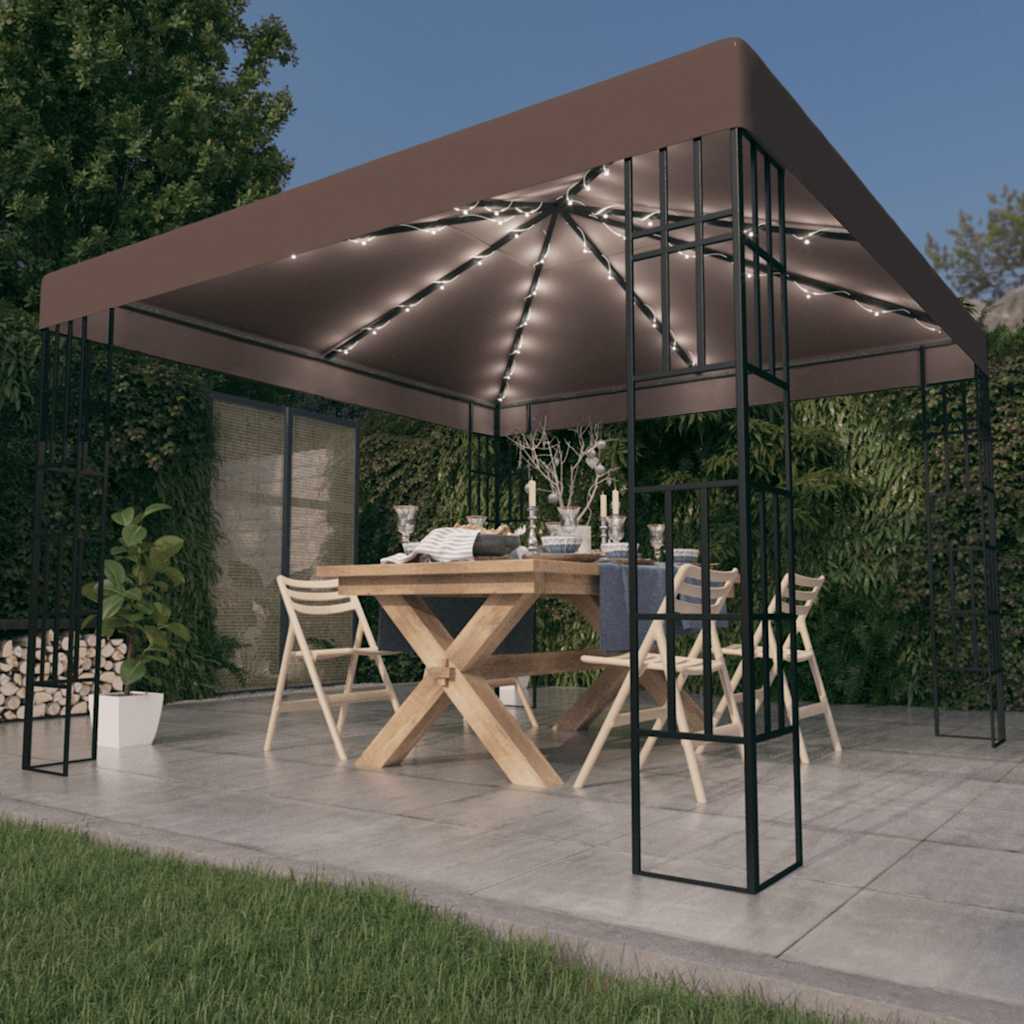 Gazebo con Luci a Stringa LED 3x3 m Grigio Talpa | homemem39