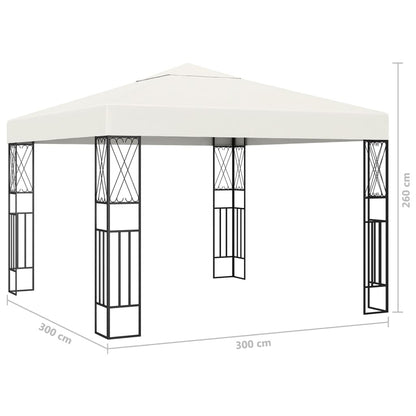 Gazebo con Stringa di Luci LED 3x3 m in Tessuto Crema - homemem39