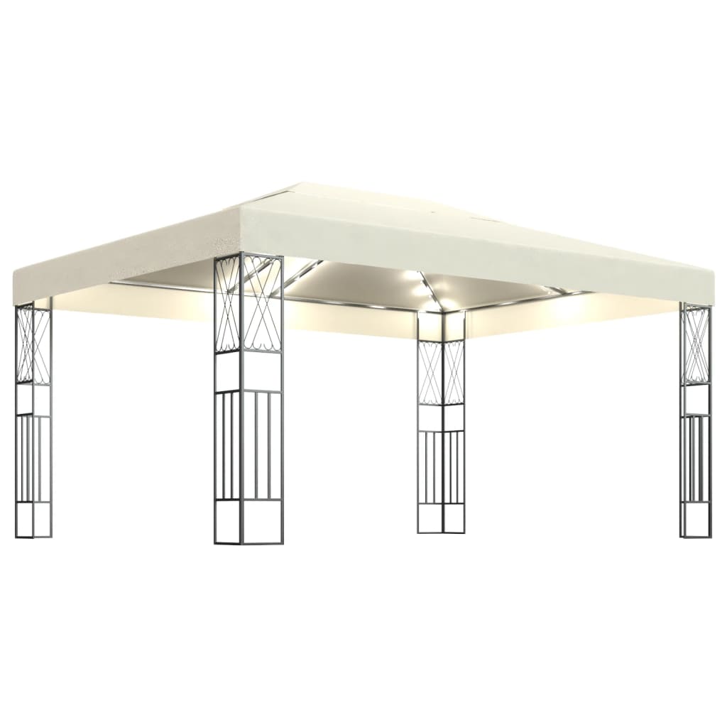 Gazebo con Stringa di Luci LED 3x4 m in Tessuto Crema | homemem39