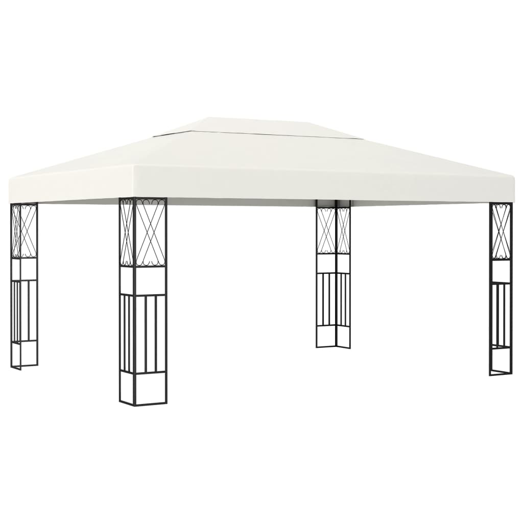 Gazebo con Stringa di Luci LED 3x4 m in Tessuto Crema | homemem39