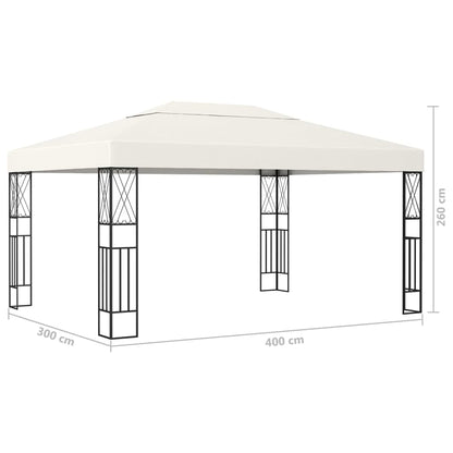 Gazebo con Stringa di Luci LED 3x4 m in Tessuto Crema | homemem39