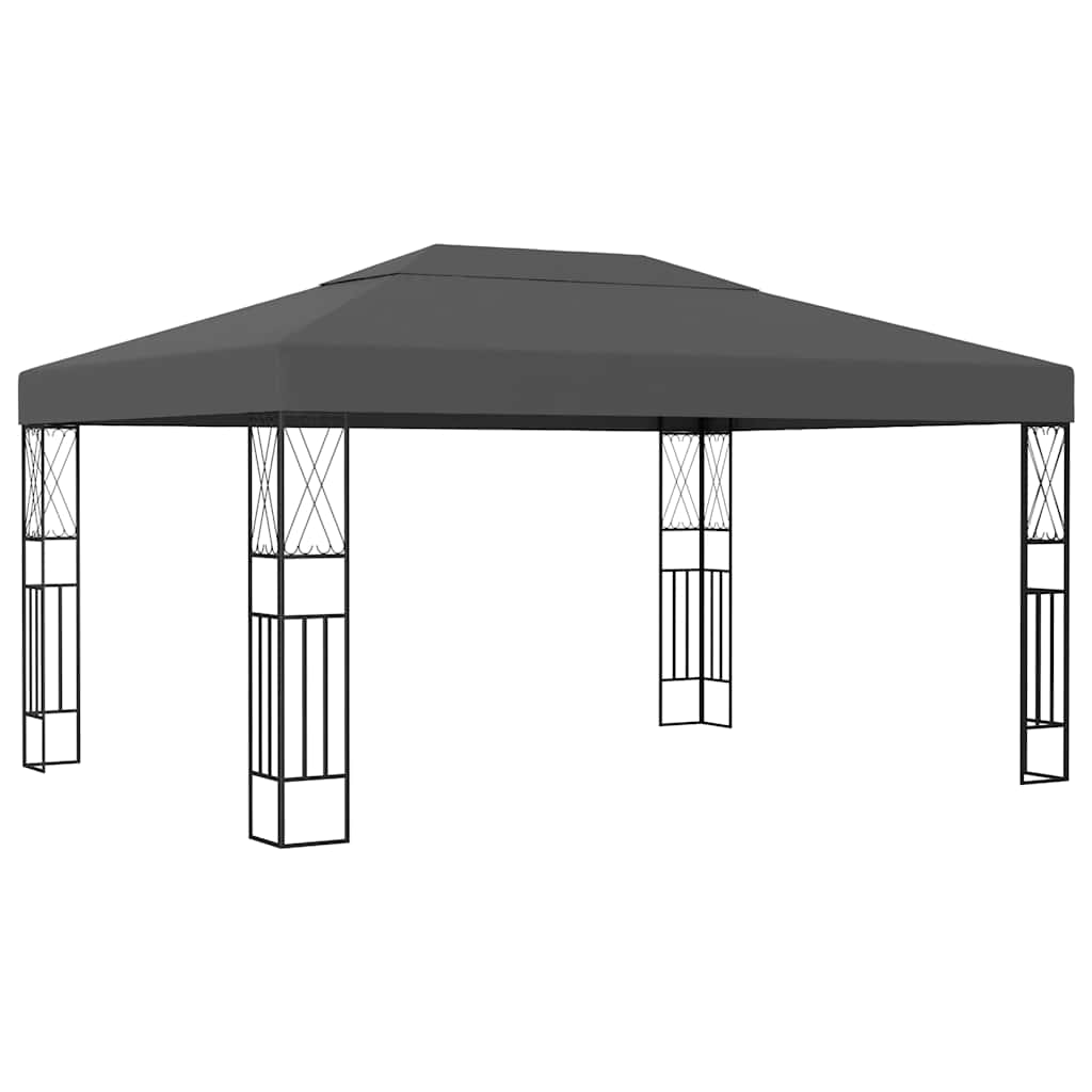 Gazebo con Stringa di Luci LED 3x4 m in Tessuto Antracite | homemem39