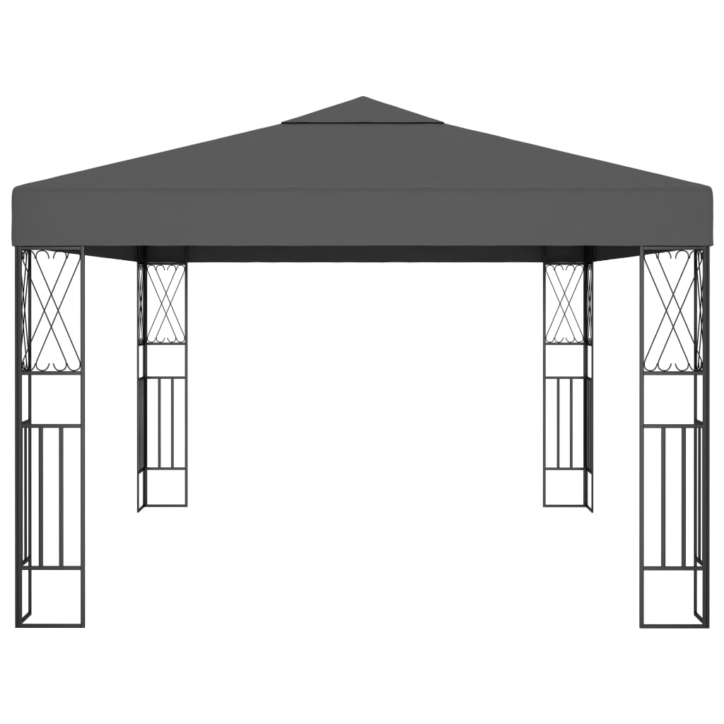 Gazebo con Stringa di Luci LED 3x4 m in Tessuto Antracite