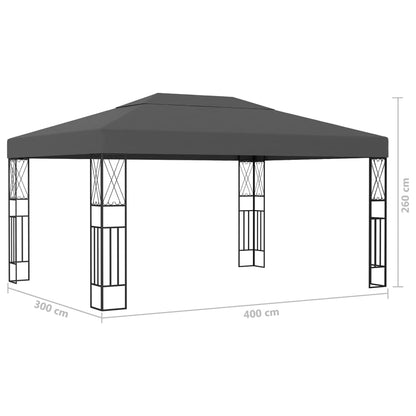 Gazebo con Stringa di Luci LED 3x4 m in Tessuto Antracite | homemem39