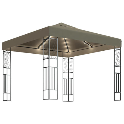 Gazebo con Luci a Stringa LED 3x3 m in Tessuto Grigio Talpa | homemem39
