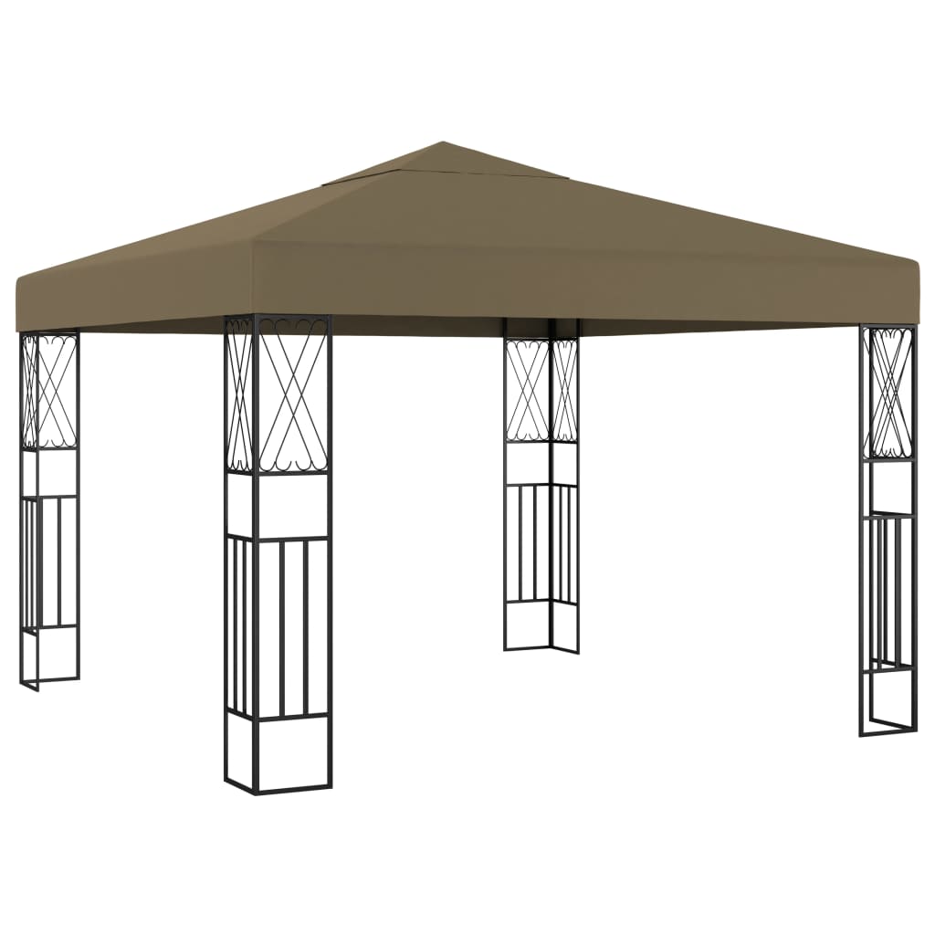 Gazebo con Luci a Stringa LED 3x3 m in Tessuto Grigio Talpa | homemem39