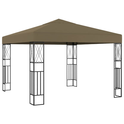Gazebo con Luci a Stringa LED 3x3 m in Tessuto Grigio Talpa | homemem39