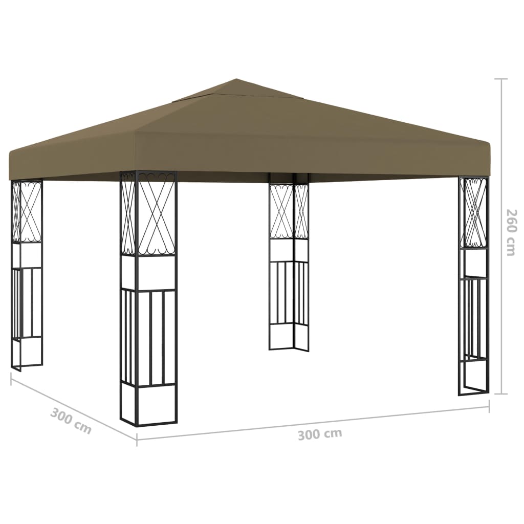 Gazebo con Luci a Stringa LED 3x3 m in Tessuto Grigio Talpa | homemem39