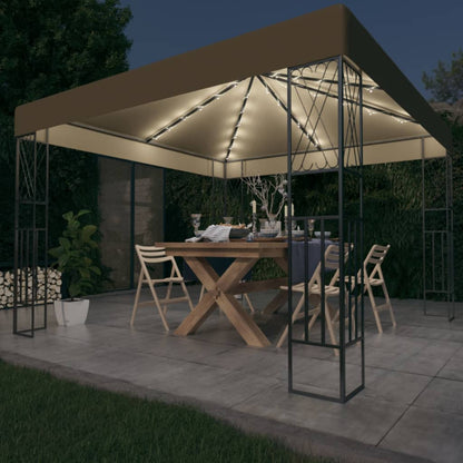 Gazebo con Luci a Stringa LED 3x3 m in Tessuto Grigio Talpa | homemem39