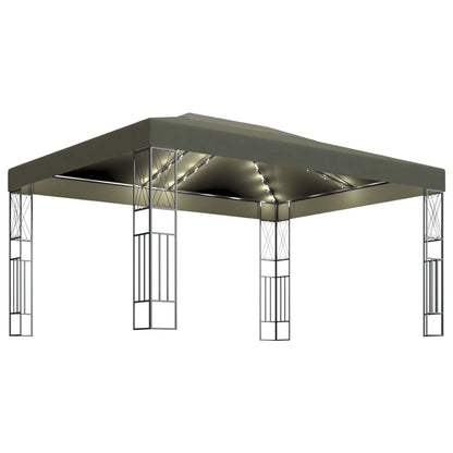 Gazebo con Luci a Stringa LED 3x4 m in Tessuto Grigio Talpa | homemem39