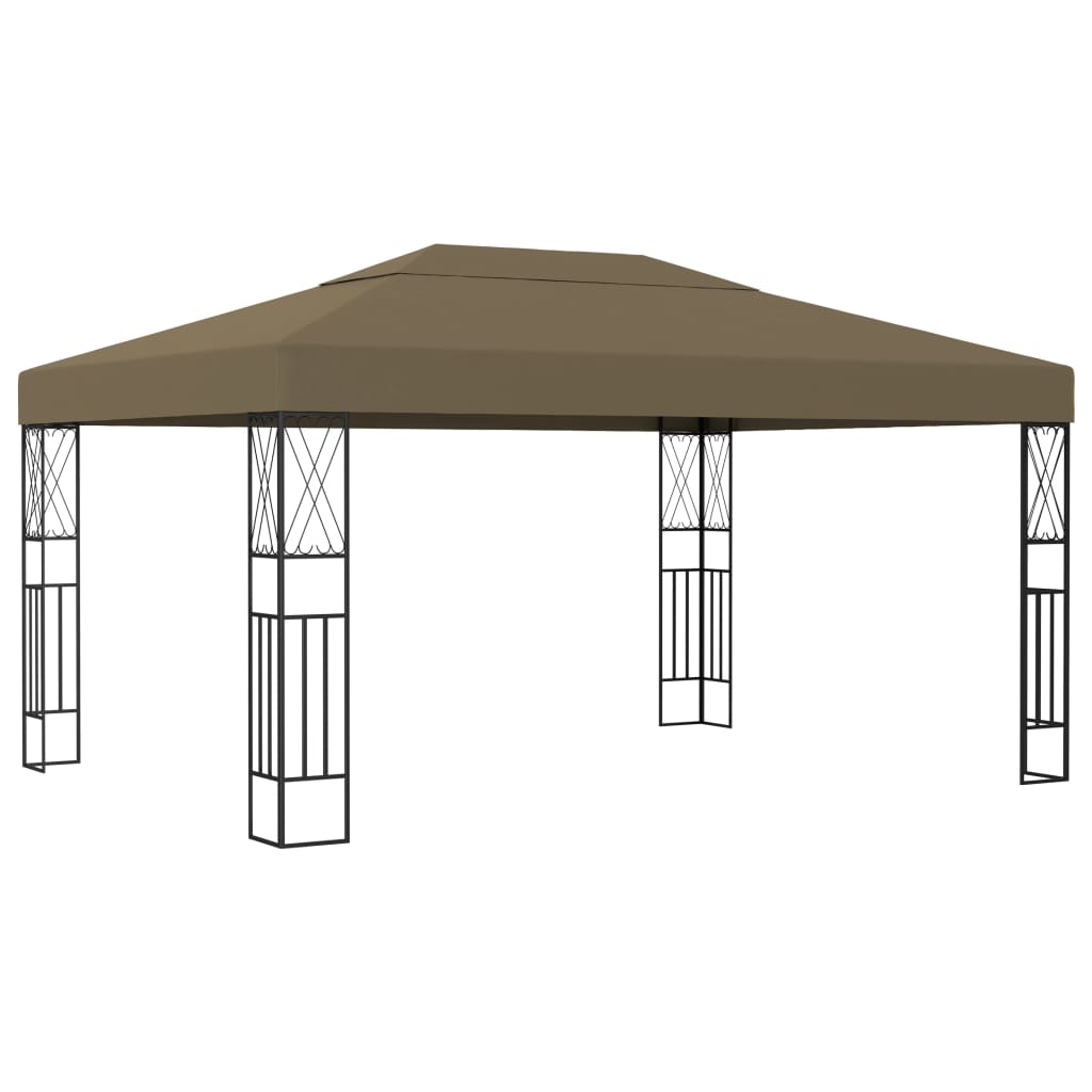 Gazebo con Luci a Stringa LED 3x4 m in Tessuto Grigio Talpa | homemem39