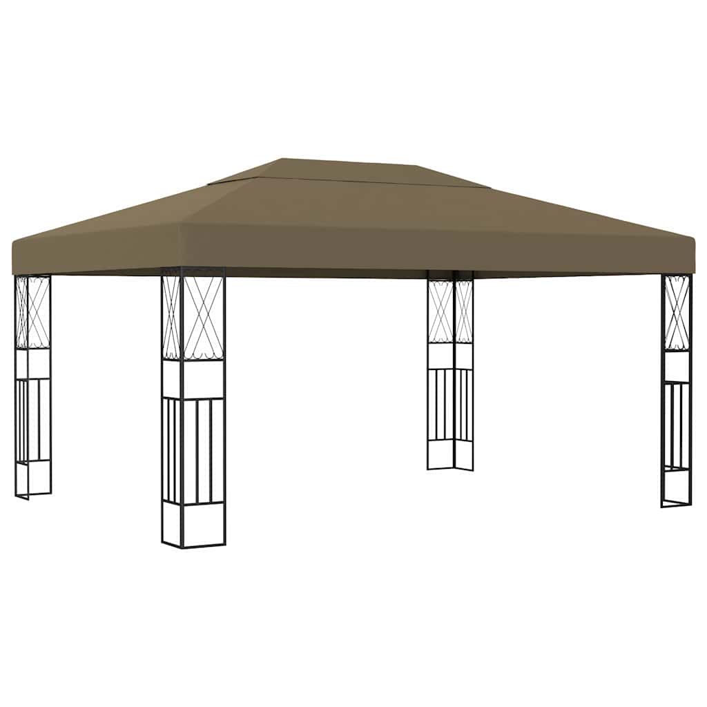 Gazebo con Luci a Stringa LED 3x4 m in Tessuto Grigio Talpa