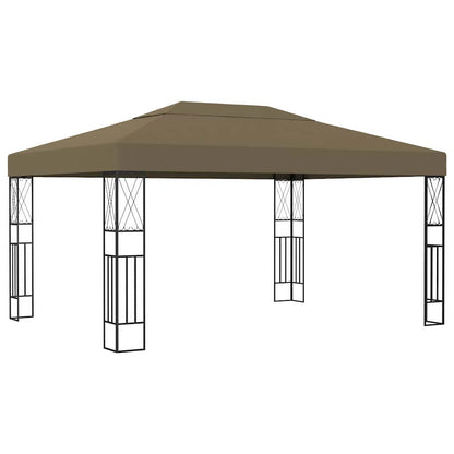 Gazebo con Luci a Stringa LED 3x4 m in Tessuto Grigio Talpa