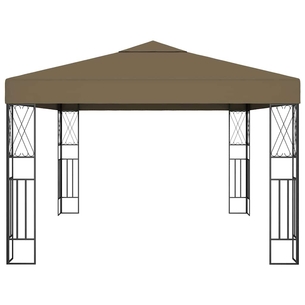 Gazebo con Luci a Stringa LED 3x4 m in Tessuto Grigio Talpa