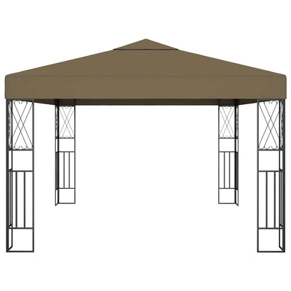 Gazebo con Luci a Stringa LED 3x4 m in Tessuto Grigio Talpa