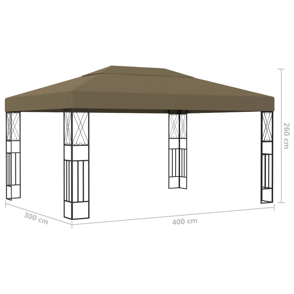 Gazebo con Luci a Stringa LED 3x4 m in Tessuto Grigio Talpa | homemem39