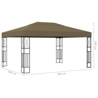 Gazebo con Luci a Stringa LED 3x4 m in Tessuto Grigio Talpa | homemem39