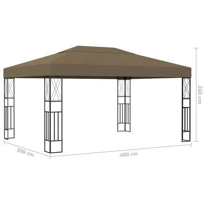 Gazebo con Luci a Stringa LED 3x4 m in Tessuto Grigio Talpa