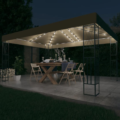Gazebo con Luci a Stringa LED 3x4 m in Tessuto Grigio Talpa | homemem39