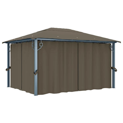 Gazebo con Tende e Luci LED 400x300 cm Grigio Talpa Alluminio | homemem39