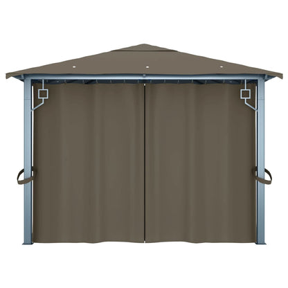 Gazebo con Tende e Luci LED 400x300 cm Grigio Talpa Alluminio | homemem39