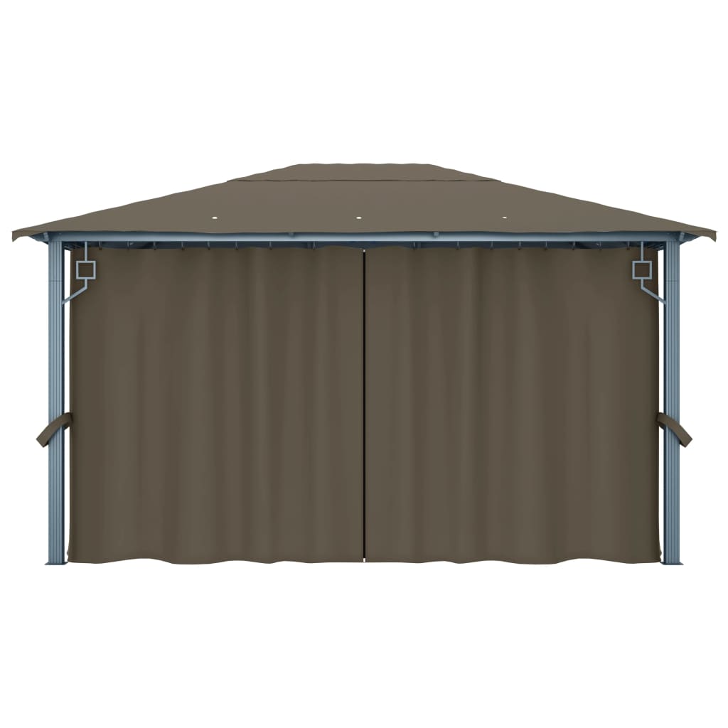 Gazebo con Tende e Luci LED 400x300 cm Grigio Talpa Alluminio | homemem39