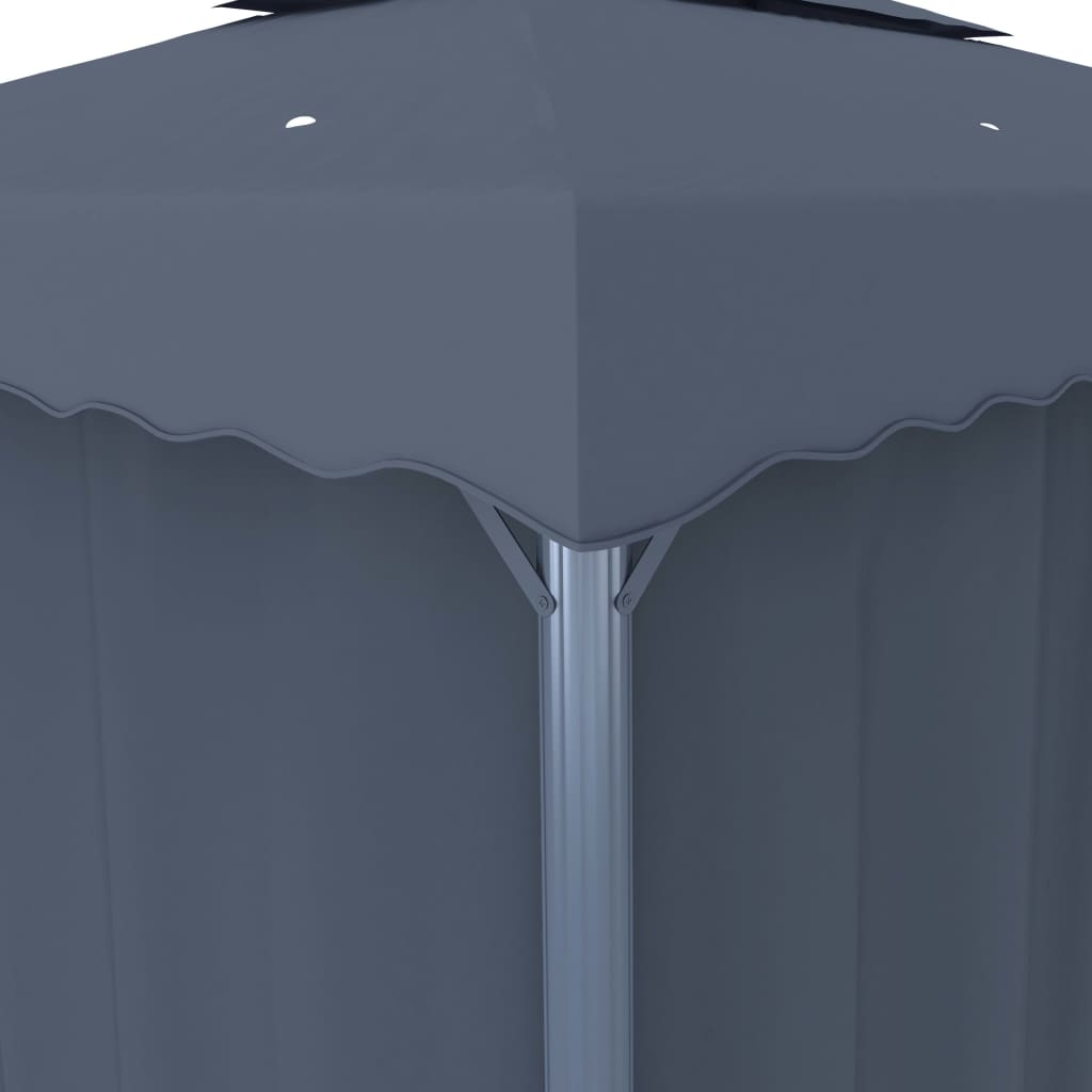 Gazebo con Tende e Stringa di Luci LED 3x3 m Antracite | homemem39