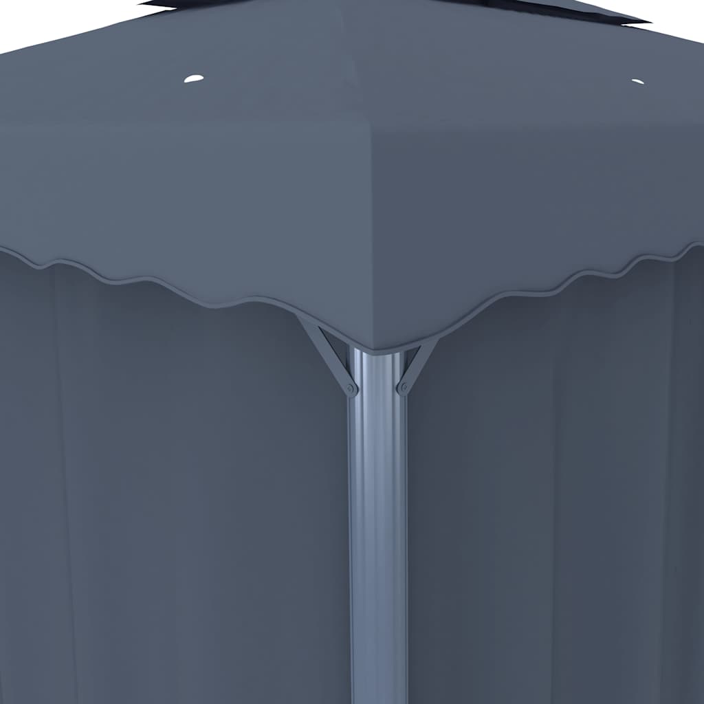 Gazebo con Tende e Stringa di Luci LED 3x3 m Antracite