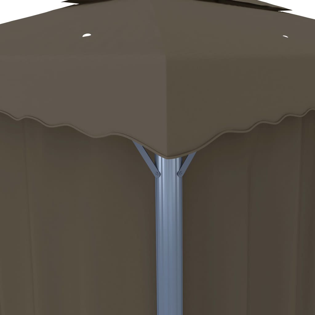 Gazebo con Tende e Stringa di Luci LED 3x3 m Grigio Talpa | homemem39