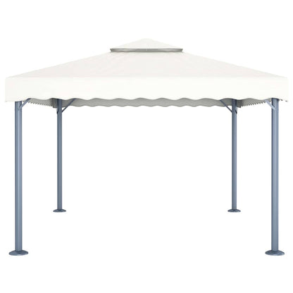 Gazebo con Stringa di Luci LED 400x300 cm Crema in Alluminio