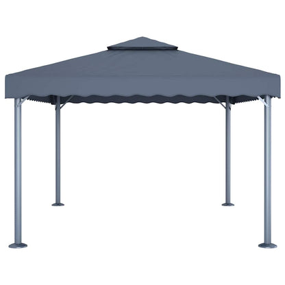 Gazebo con Pareti e Luci LED 400x300 cm Antracite in Alluminio