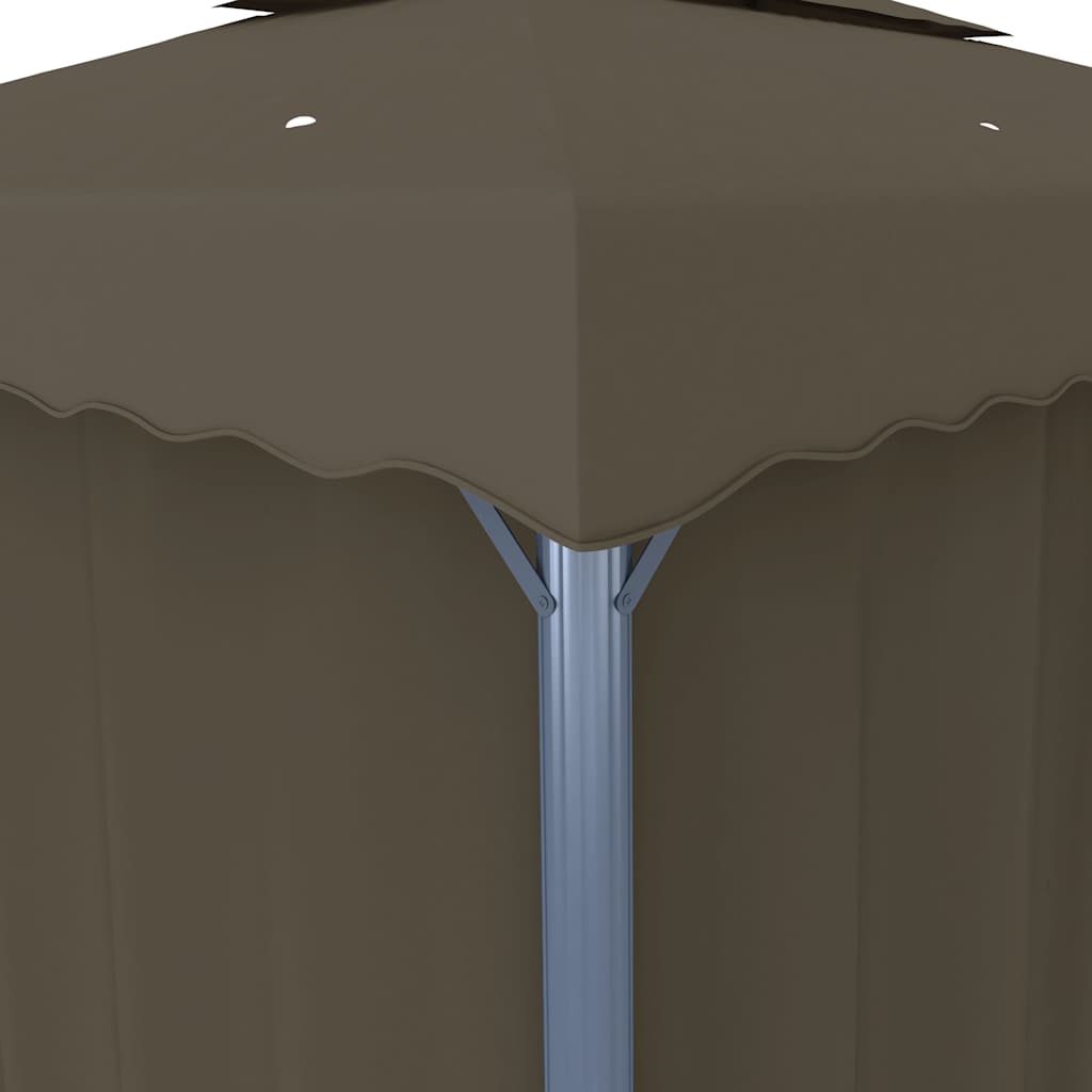 Gazebo con Tende e Stringa di Luci LED 4x3 m Grigio Talpa | homemem39