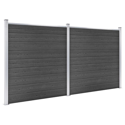Set Pannelli di Recinzione in WPC 353x186 cm Nero | homemem39