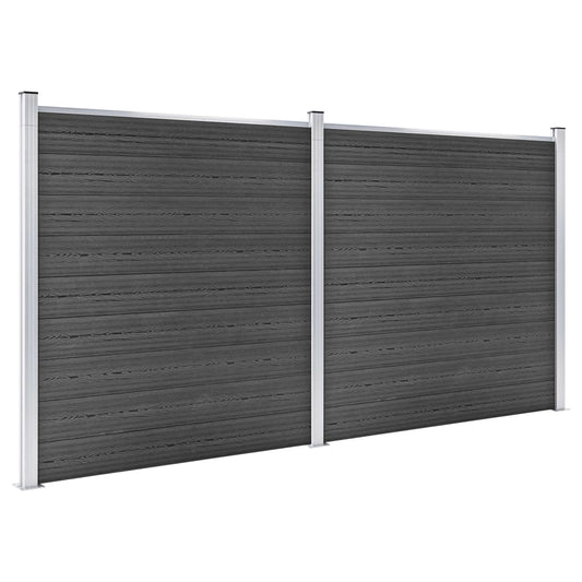 Set Pannelli di Recinzione in WPC 353x186 cm Nero | homemem39