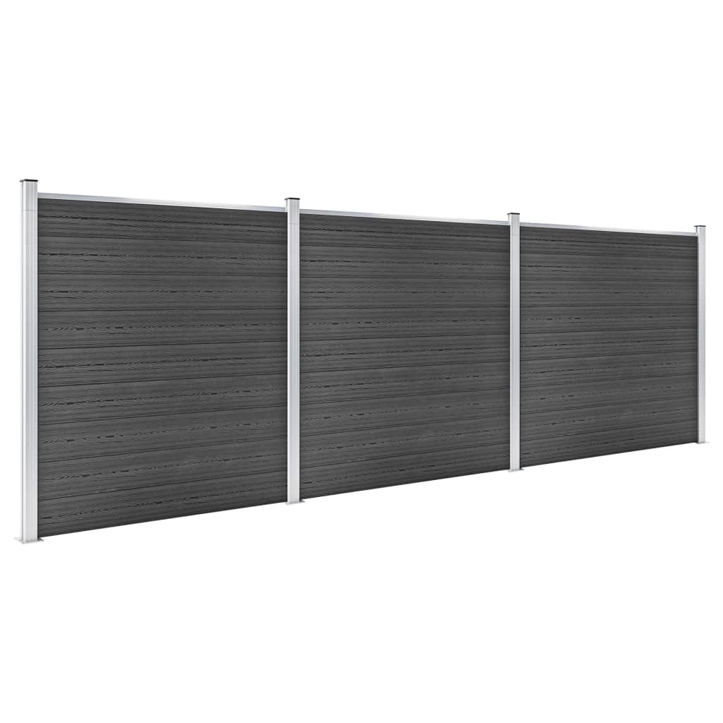 Set Pannelli di Recinzione in WPC 526x186 cm Nero | homemem39