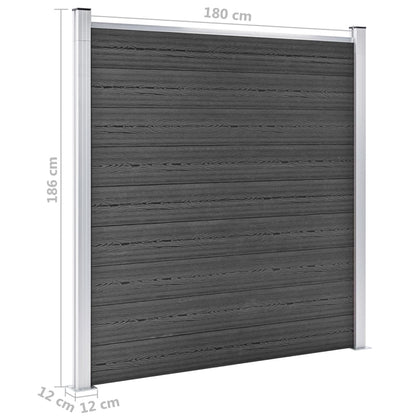 Set Pannelli di Recinzione in WPC 526x186 cm Nero | homemem39
