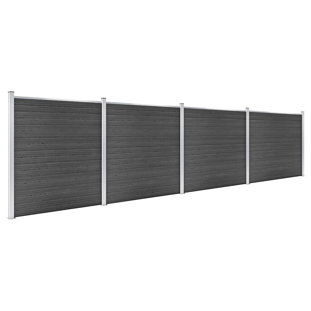 Set Pannelli di Recinzione in WPC 699x186 cm Nero | homemem39