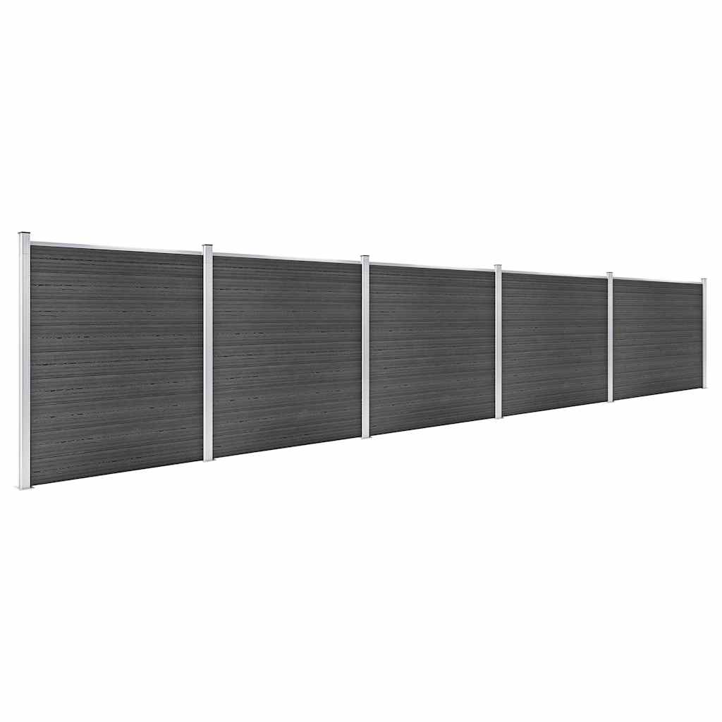 Set Pannelli di Recinzione in WPC 872x186 cm Nero | homemem39