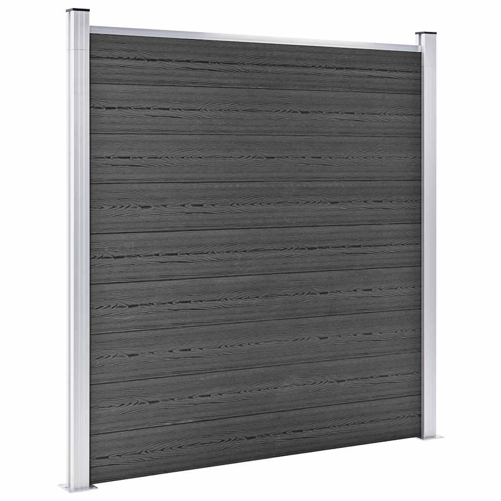Set Pannelli di Recinzione in WPC 1218x186 cm Nero | homemem39