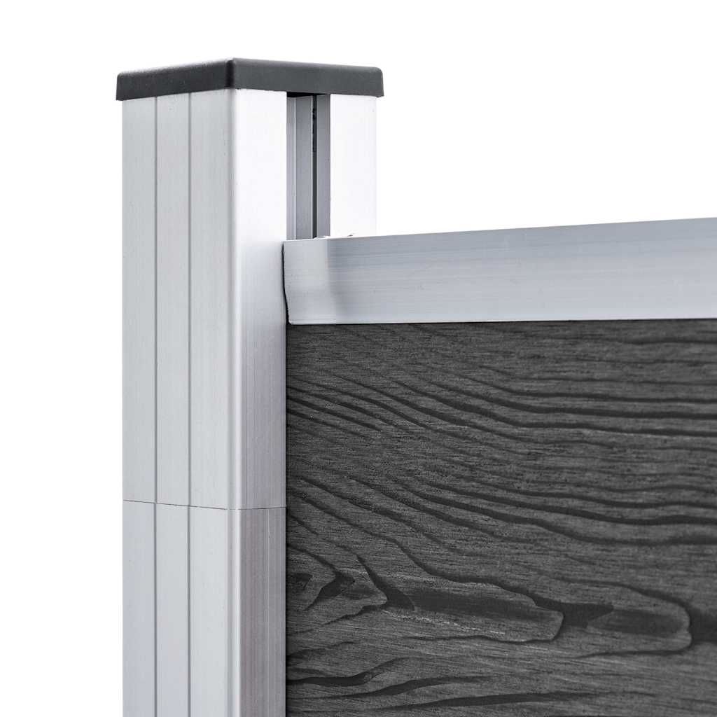 Set Pannelli di Recinzione in WPC 1218x186 cm Nero | homemem39