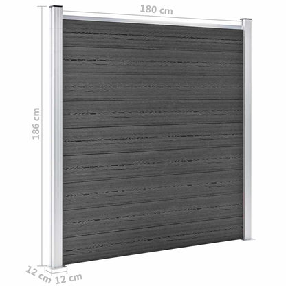 Set Pannelli di Recinzione in WPC 1391x186 cm Nero | homemem39