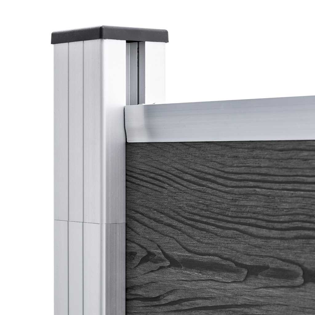 Set Pannelli di Recinzione in WPC 1391x186 cm Nero | homemem39