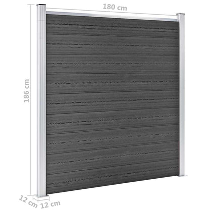 Set Pannelli di Recinzione in WPC 1564x186 cm Nero | homemem39