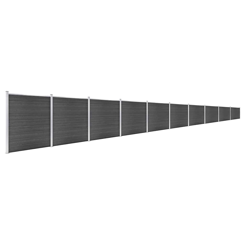 Set Pannelli di Recinzione in WPC 1737x186 cm Nero | homemem39