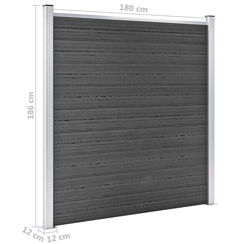 Set Pannelli di Recinzione in WPC 1737x186 cm Nero | homemem39