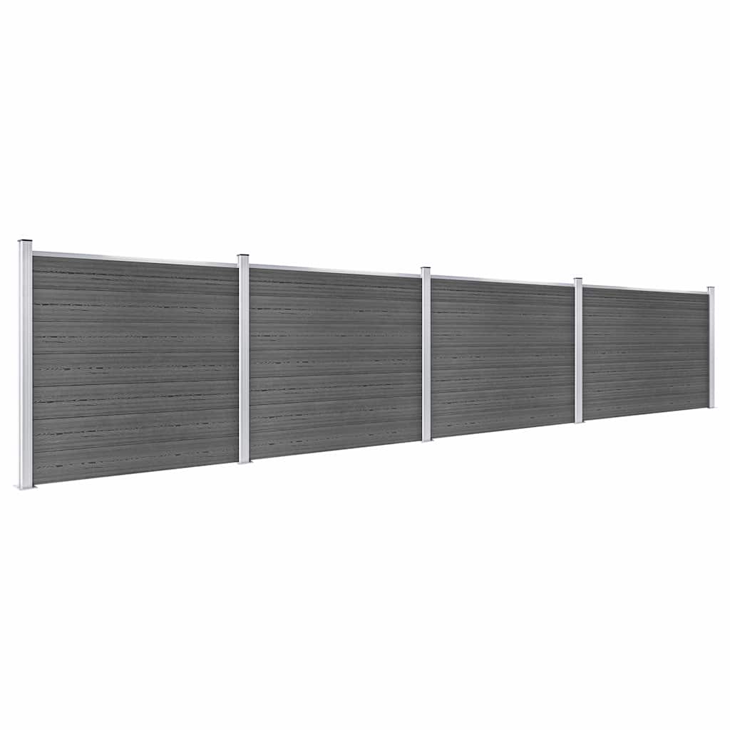 Set Pannelli di Recinzione in WPC 699x146 cm Nero | homemem39