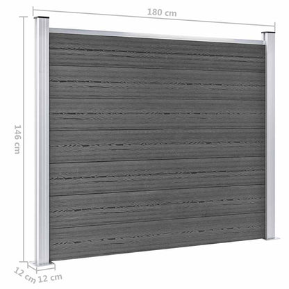 Set Pannelli di Recinzione in WPC 699x146 cm Nero | homemem39