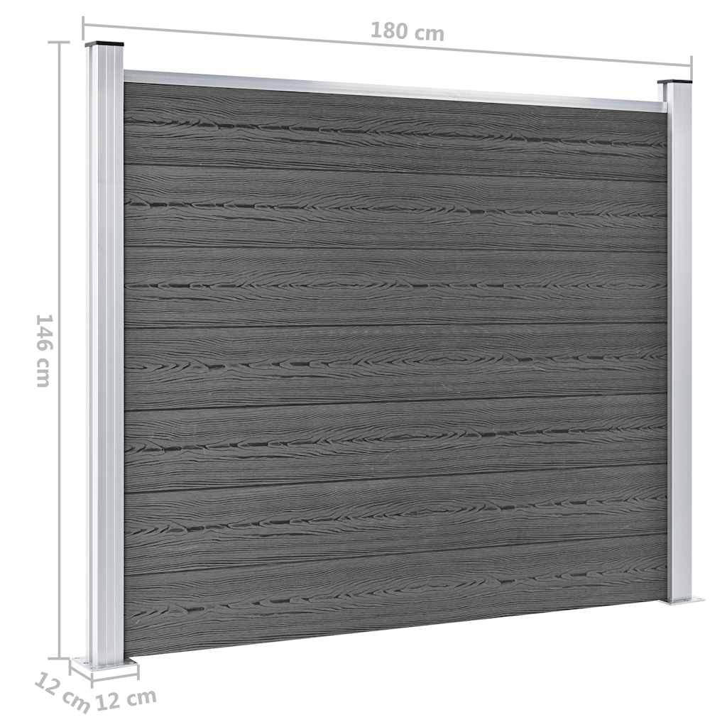 Set Pannelli di Recinzione in WPC 872x146 cm Nero | homemem39