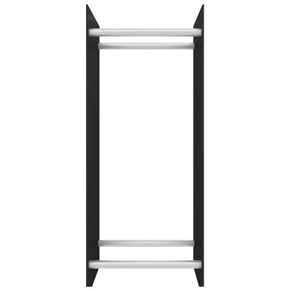 Porta Legna Nero 40x35x100 cm in Vetro Temperato - homemem39